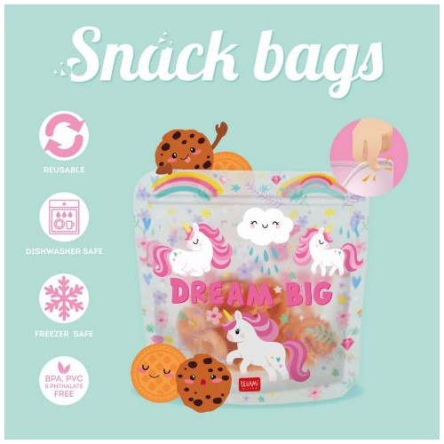 Set di 3 Buste per Alimenti - Snack Bags -...