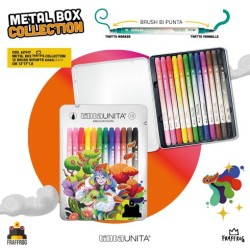 Brush Bi Punta Tinta Unita Fraffrog confezione di latta da 12 pezzi