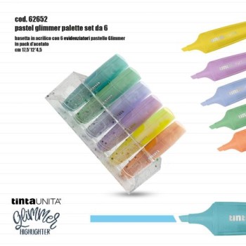Evidenziatori Glitterati Glimmer Pastel Palette da 6...