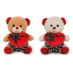 Peluche orsetto 20cm con scatola cuore colori assortiti