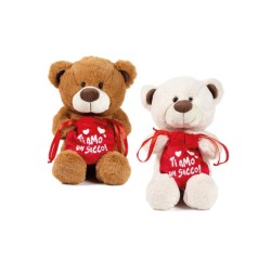 Peluche orsetto 25cm con sacchetto Ti amo un sacco colori assortiti