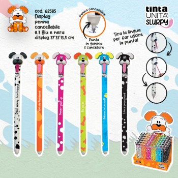 Penna gel cancellabile 0.7 Slurpy cane inchiostro blu...