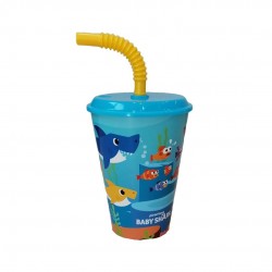 Bicchiere con cannuccia baby shark