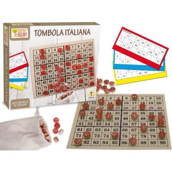 Tombola 90 cartelle senza finestrelle e tabellone in legno