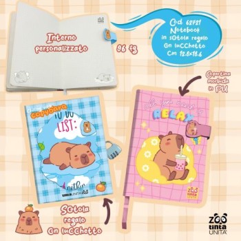 Diario segreto Capibara in gift box Tinta Unita Zoo