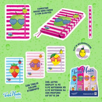 Notebook profumato con elastico A6 Tinta Unita Juice