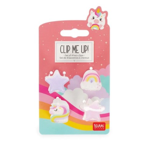 Set di 4 Mini Mollette per Capelli Unicorn -...