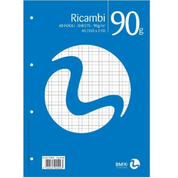Ricambi non rinforzati A5 90gr 40 fogli rigatura 4mm