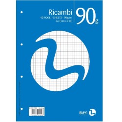 Ricambi non rinforzati A5 90gr 40 fogli rigatura 4mm