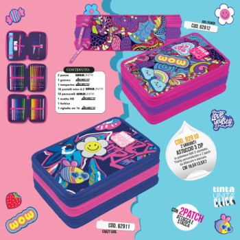 Astuccio triplo Crazy Girl Tinta Unita Click colore blu...