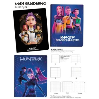 Maxi Quaderno A4 Huntrix K-Pop Demon Hunters Q (Quadretto...