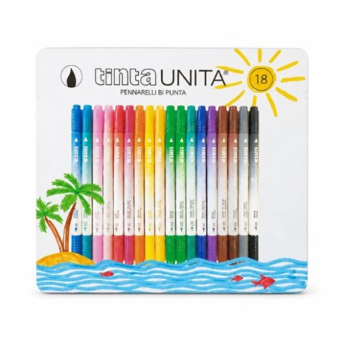 Pennarelli Brush Bi-Punta confezione in metallo...