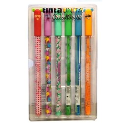 Penne cancellabili fashion gift pack inchiostro blu confezione da 6 pezzi Tinta Unita