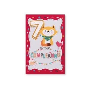 Biglietto Laser Cut 7 Anni con Glitter