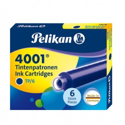 Scatolina da 6 ricariche Pelikan 4001 blu per stilografica