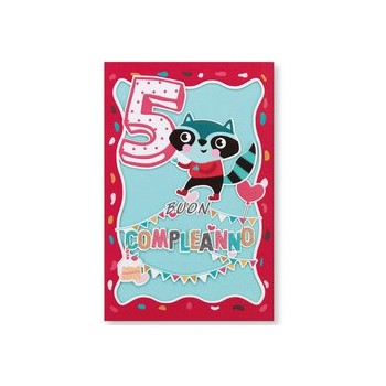 Biglietto Laser Cut 5 Anni con Glitter 2