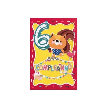Biglietto Laser Cut 6 Anni con Glitter 2