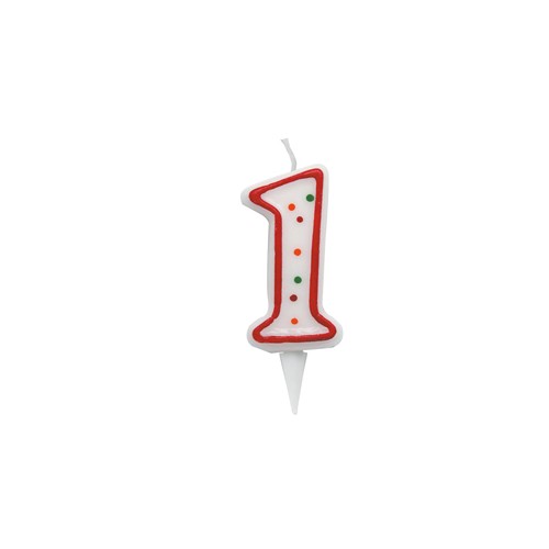 Candelina zuccherino numero 1 - h. 8.5cm big party