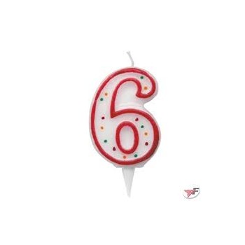Candelina zuccherino numero 6 - h. 8.5cm Big party 2