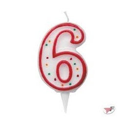 Candelina zuccherino numero 6 - h. 8.5cm Big party