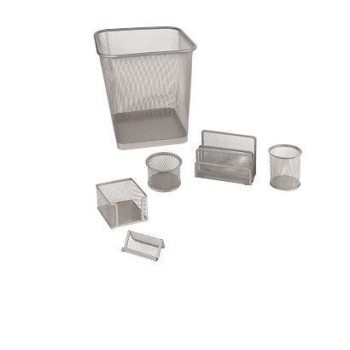 Set ufficio 6 pezzi in rete metallica silver 2