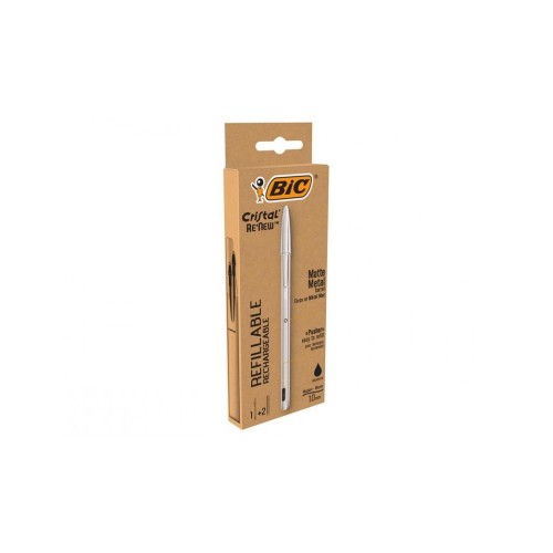 Penna bic cristal metal nero + 2 refill