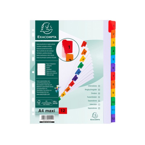 Separatore numerico 1-12 A4 maxi in cartoncino...