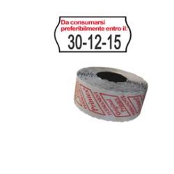 Pack 10 rotoli 1000 etich. 26x12mm onda 'da consumarsi...' Bianco perm. Printex