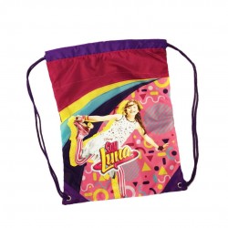 Soy luna sacca zaino coulisse in tessuto stampato morbido multicolor 42x30,5 cm